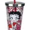 Bettyboopsuperstore Betty Boop Glitter Cup With Straw Kitchen