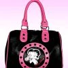 Bettyboopsuperstore On The Go Betty Boop Satchel Bag Black And Pink