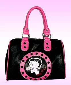 Bettyboopsuperstore On The Go Betty Boop Satchel Bag Black And Pink