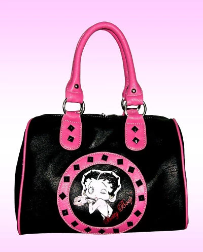 Bettyboopsuperstore On The Go Betty Boop Satchel Bag Black And Pink 1 Bettyboopsuperstore On The Go Betty Boop Satchel Bag Black And Pink