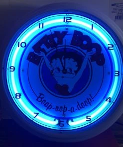 Betty Boop Super Store Betty Boop Large White Metal Neon Clock Retired