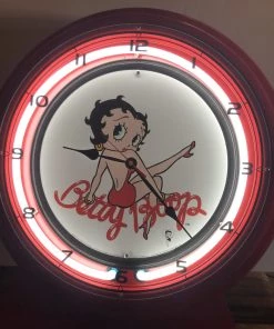 Betty Boop Super Store Betty Boop Red Metal Neon Wall Clock Retired Very Rare Piece Classic Collectibles