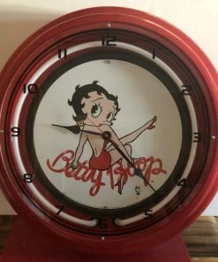Betty Boop Super Store Betty Boop Red Metal Neon Wall Clock Retired Very Rare Piece Classic Collectibles