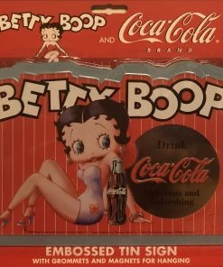 Betty Boop Super Store Betty Boop Coca Cola Embossed Tin Sign Retired Classic Collectibles