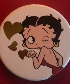 Bettyboopsuperstore Betty Boop Wink White And Gold Hearts Compact