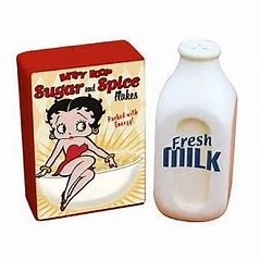 Bettyboopsuperstore Betty Boop Kiss The Cook Sugar And Spice/Fresh Milk Salt And Pepper Shakers