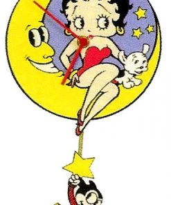 Bettyboopsuperstore Betty Boop Swinging Legs Star Clock Retired Classic Collectibles