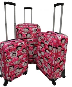 Bettyboopsuperstore Rolling Suitcase Set Betty Faces Suitcase Set Of 3/ 4 Wheel Rolling Suitcases