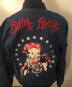 Bettyboopsuperstore Betty Boop Denim Reversible Biker Betty Jacket Clothing And Apparel