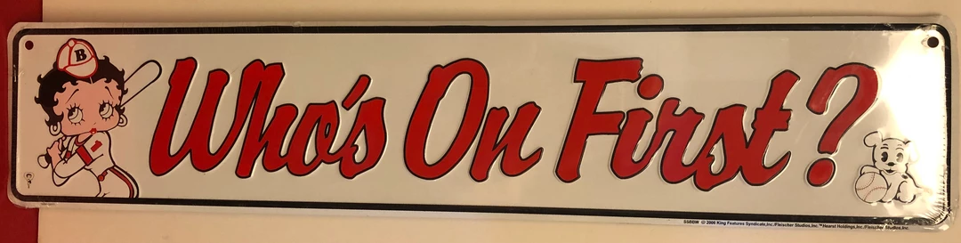 Bettyboopsuperstore Betty Boop Who's On First Tin Sign 1 Bettyboopsuperstore Betty Boop Who's On First Tin Sign