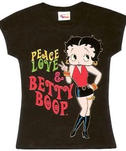 Bettyboopsuperstore Peace And Love And Betty Boop Junior Top Clothing And Apparel