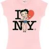 Bettyboopsuperstore Clothing And Apparel Betty Boop I Love NY Pink Baby Doll T-Shirt