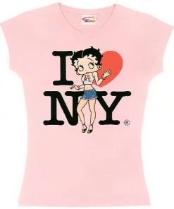Bettyboopsuperstore Clothing And Apparel Betty Boop I Love NY Pink Baby Doll T-Shirt