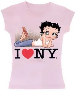 Bettyboopsuperstore Clothing And Apparel Tummy Pose I Love New York Lilac Betty Boop T-Shirt