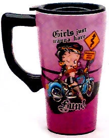 Bettyboopsuperstore On The Go Betty Boop Girls Just Wanna Have Fun Biker Travel Mug