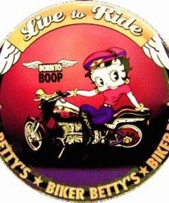 Bettyboopsuperstore Other Stuff Betty Boop Live To Ride Biker Betty Metal Sign