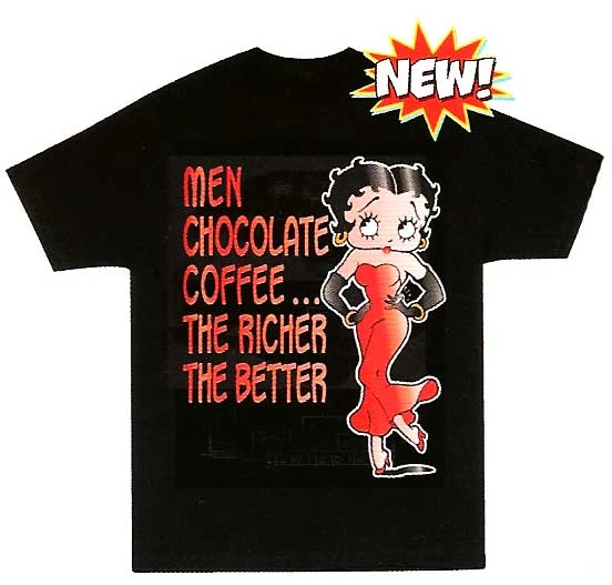 Bettyboopsuperstore Betty Boop Men, Chocolate, Coffee The Richer The Better T-Shirt 1 Bettyboopsuperstore Betty Boop Men, Chocolate, Coffee The Richer The Better T-Shirt